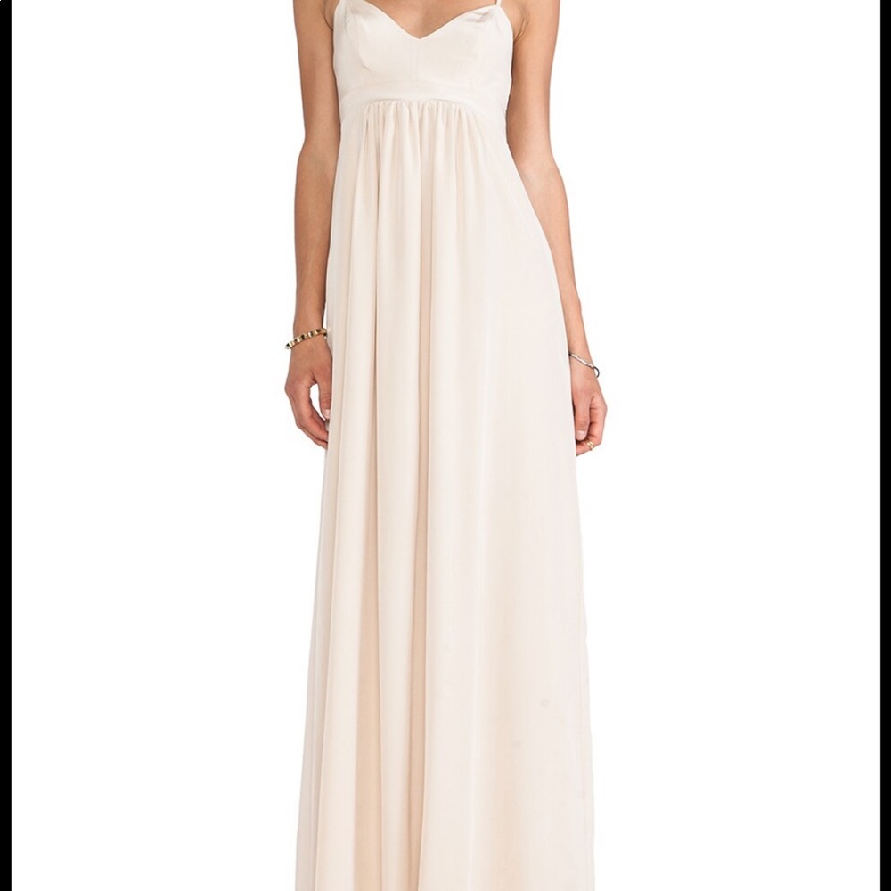 Amanda Uprichard Nude Maxi Dress Size M 100% silk